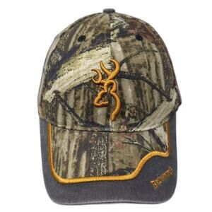 Browning Baseball Cap Green Gray OS Camo Buckmark Logo Strapback Hunting Hat